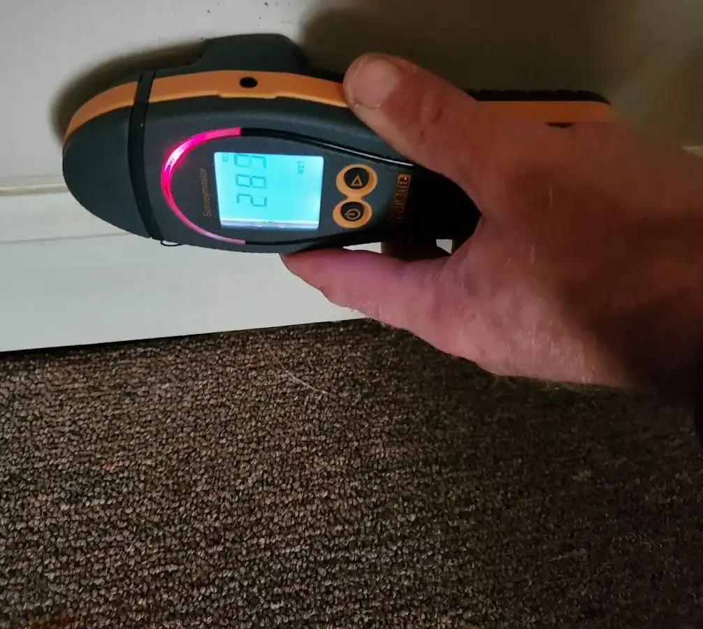 Moisture detection at baseboard during Mold Inspection & Testing in Muscatine